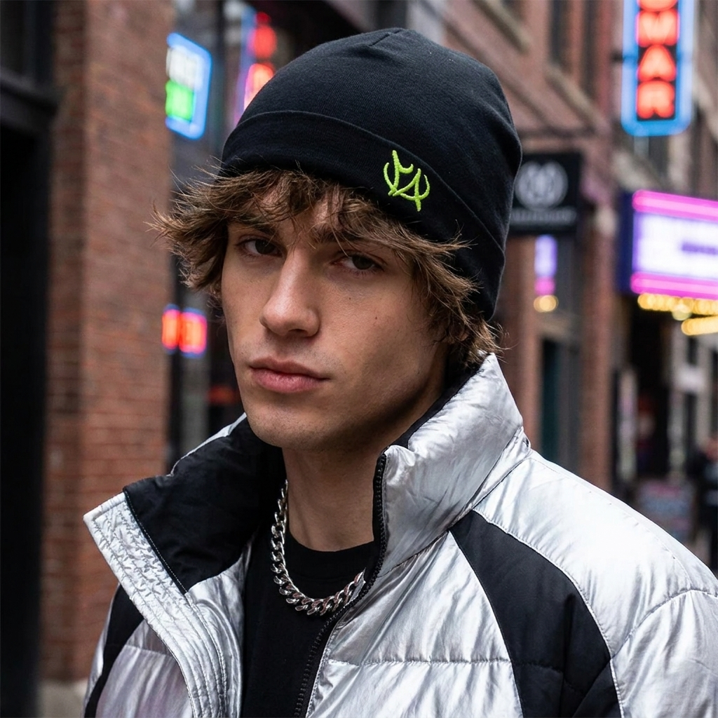 Embroidered Letter Beanie — Y2K Skull Cap